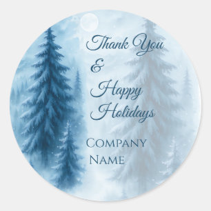 Sticker Rond Elégant Forêt d'hiver Cadeaux de vacances d'entrep