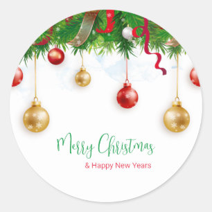 Sticker Rond Elégant garde-robe de Noël avec ornements