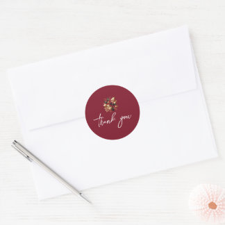 Sticker Rond Elegant Gold Leaf Mariage photo Merci carte