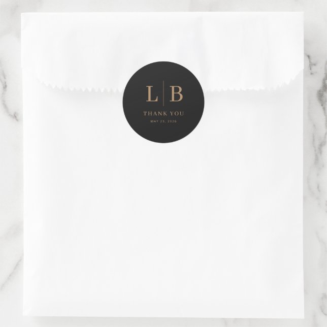 Sticker Rond Elegant Gold Serif Thank You Card (Sac)