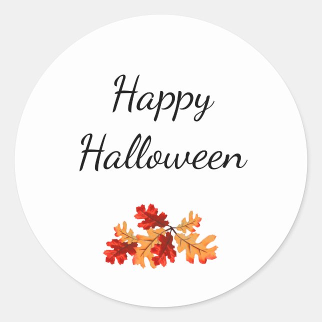 Sticker Rond Elégant Halloween Foliage Automne Rouge Orange Feu (Devant)