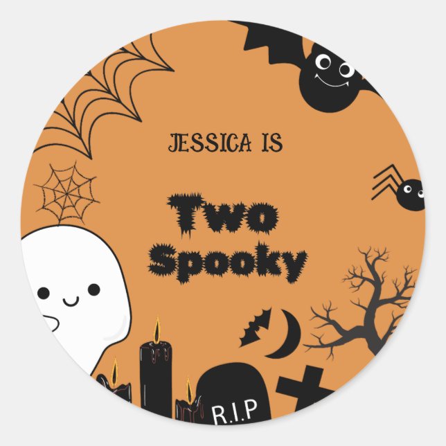 Sticker Rond Elegant Halloween two spooky second Birthday party (Devant)