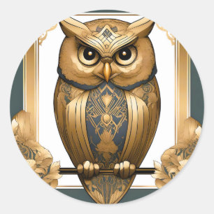 Sticker Rond Elégant hibou Art Déco