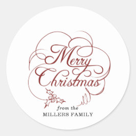 Sticker Rond Elegant Holly Joyeux Noël