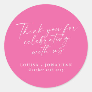 Sticker Rond Élégant Hot rose tendance Script Merci personnalis