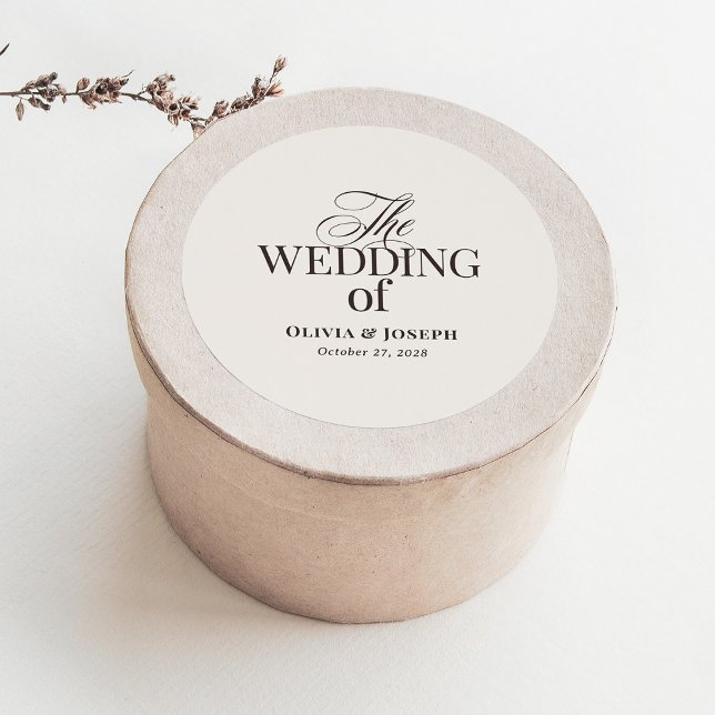 Sticker Rond Elegant Ivory and Brown | Luxe Neutral Wedding (Créateur téléchargé)