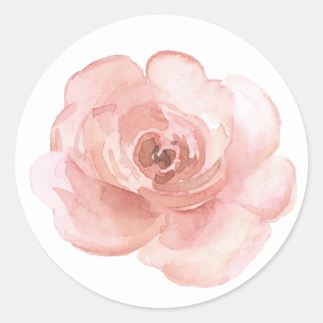 Sticker Rond Élégant joli aquarelle floral rose (Devant)