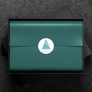 Sticker Rond Élégant Joyeux Noël   Luxe Aqua Mint personnalisée
