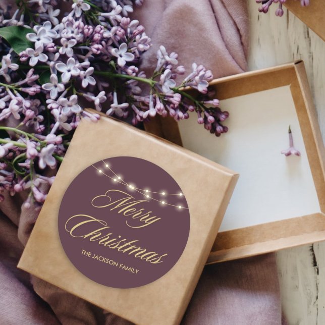 Sticker Rond Élégant Joyeux Noël Or manuscrit Script (Créateur téléchargé)