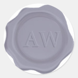 Sticker Rond Elégant Lavande Bleu Monogramme Mariage Cire Sceau