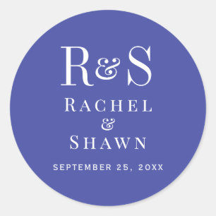 Sticker Rond Élégant Lavande Chic Mariage Monogramme moderne