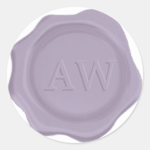 Sticker Rond Élégant Lavande violet Monogramme Mariage cire Sce