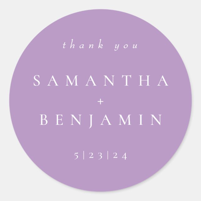 Sticker Rond Elégant Lilac Coordinateur Mariage Classic Roun (Devant)