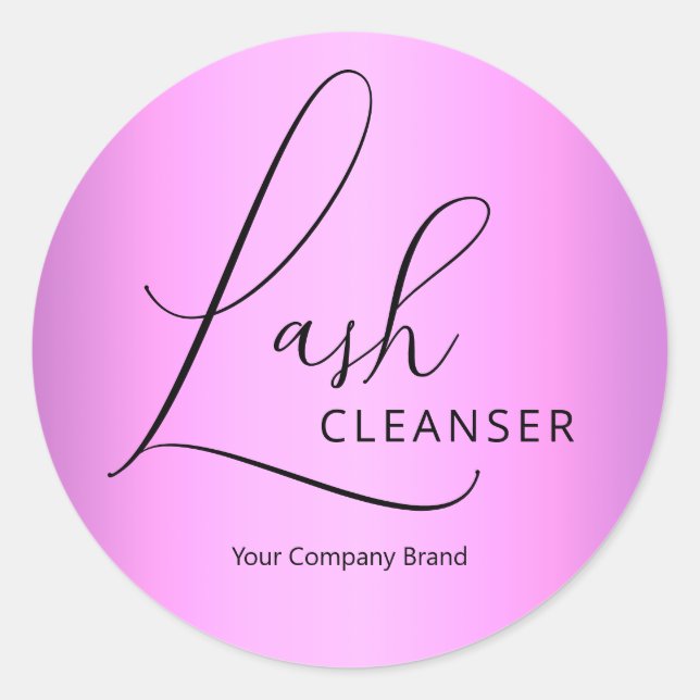 Sticker Rond Élégant Lilac Purple Lash Cleanser Script (Devant)