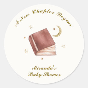 Sticker Rond Elégant livre Boho Moon Star Baby shower