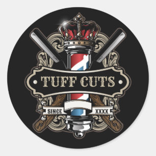 Sticker Rond Élégant logo Barbershop Personnaliser 2