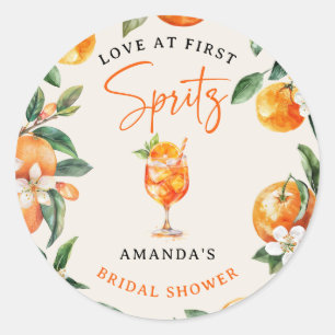 Sticker Rond Élégant Love at First Spritz' Baby Shower 