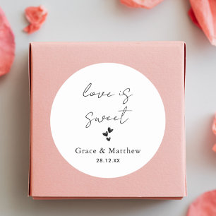 Sticker Rond Elegant Love is Sweet Mariage Sweet Favoriser