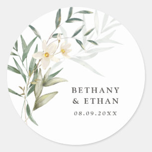 Sticker Rond Elégant Magnolia Mariage de verdure