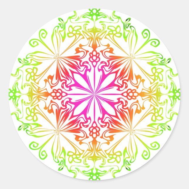 Sticker Rond Elégant mandala botanique coloré (Devant)