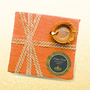 Sticker Rond Elégant mandala diyas hindu coutume or diwali