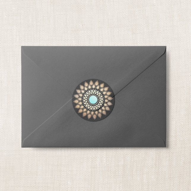 Sticker Rond Élégant Mandala Fleur Lotus (Créateur téléchargé)