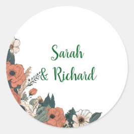 Sticker Rond Elégant Mariage à enveloppe ronde blanche