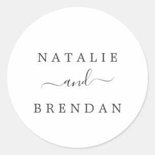 Sticker Rond Elégant Mariage blanc et noir