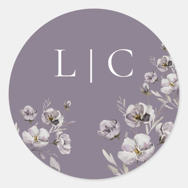 Sticker Rond Élégant mariage couleur violet foncé (Devant)