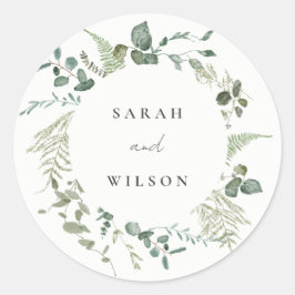 Sticker Rond Elégant Mariage d'aquarelle d'Eucalyptus Botanique