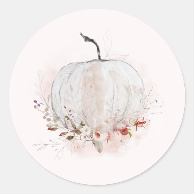 Sticker Rond Élégant Mariage de automne Citrouille rustique (Devant)