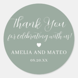 Sticker Rond Élégant Mariage de calligraphie Merci Favor