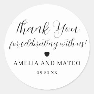 Sticker Rond Élégant Mariage de calligraphie Merci Favor