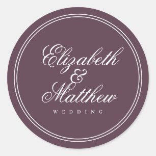 Sticker Rond Élégant Mariage de châssis classique simple