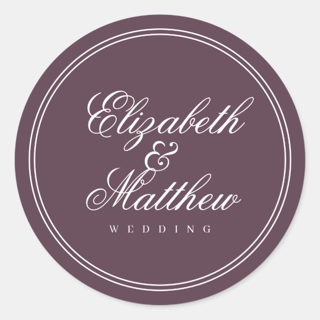 Sticker Rond Élégant Mariage de châssis classique simple (Devant)