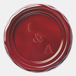 Sticker Rond Élégant Mariage de cire rouge Bourgogne