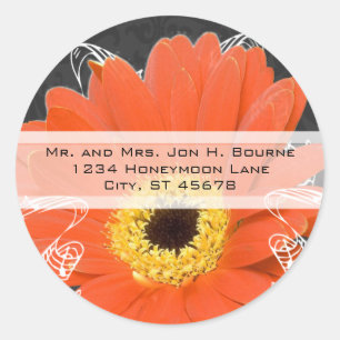 Sticker Rond Élégant Mariage de marguerite orange