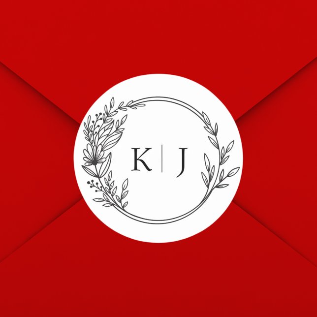 Sticker Rond Élégant Mariage de monogramme modifiable (Créateur téléchargé)