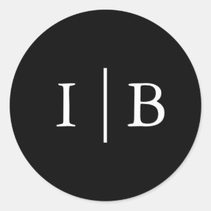 Sticker Rond Élégant Mariage de monogramme noir