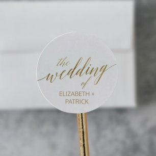 Sticker Rond Elégant Mariage d'enveloppe de calligraphie or