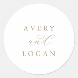 Sticker Rond Elégant Mariage d'enveloppe de script or