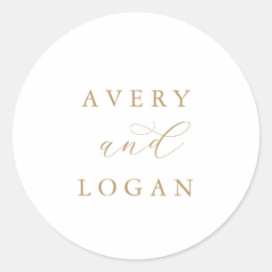 Sticker Rond Elégant Mariage d'enveloppe de script or