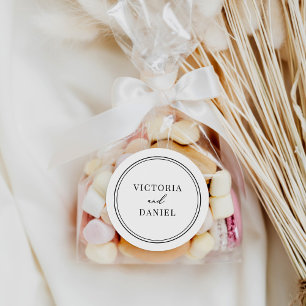 Sticker Rond Élégant Mariage des noms de mariée