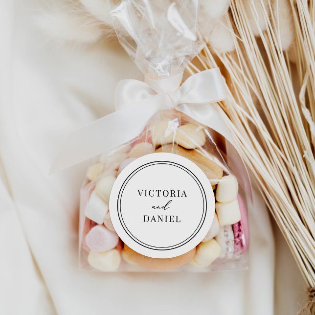 Sticker Rond Élégant Mariage des noms de mariée (Créateur téléchargé)