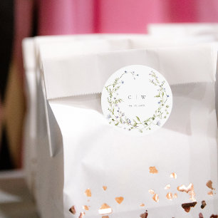 Sticker Rond Élégant Mariage Fleur sauvage d'hiver