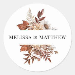 Sticker Rond Élégant Mariage floral en terre cuite