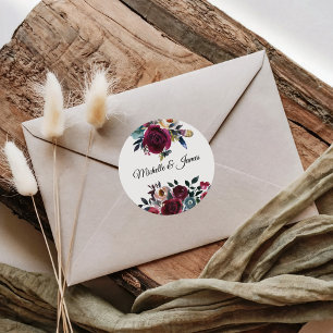 Sticker Rond Elégant Mariage floral et tropical
