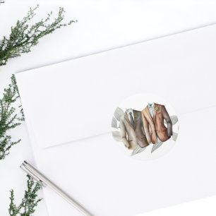 Sticker Rond Elégant Mariage gay deux pièces en costume