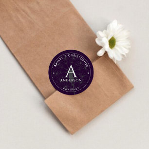 Sticker Rond Élégant Mariage moderne foncé violet