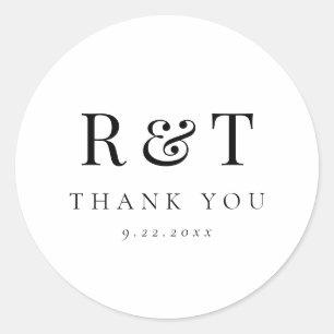 Sticker Rond Élégant Mariage Monogramme